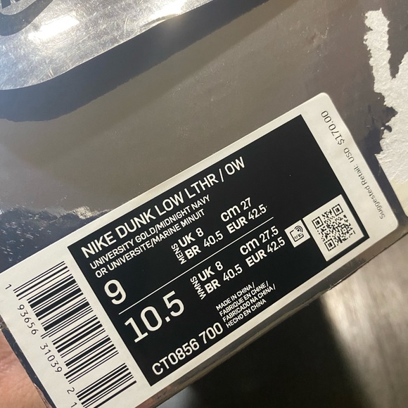 Off white x dunk low university gold size 9 - Picture 13 of 16